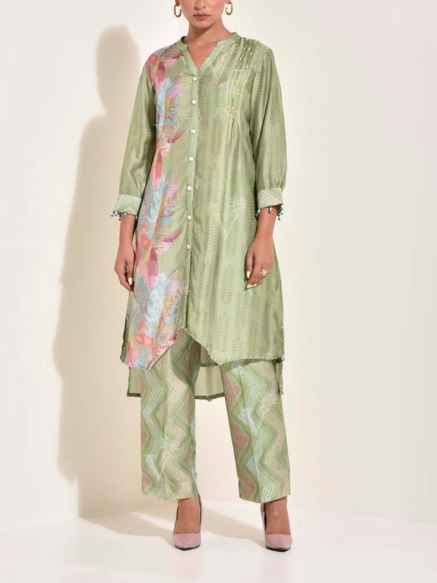 Sage Green , Vasansi Silk , Co-ord Set , Green