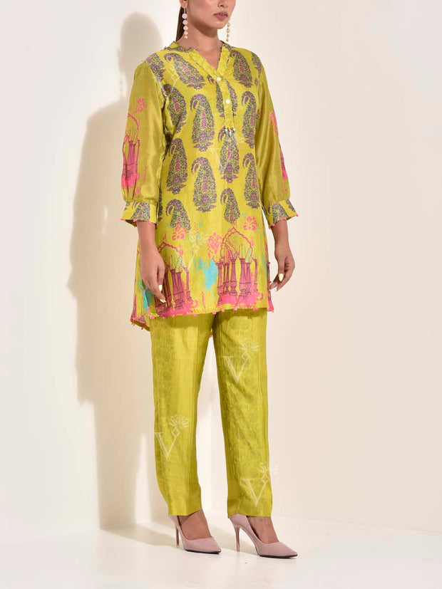 Lime Green Vasansi Silk Co-ord Set