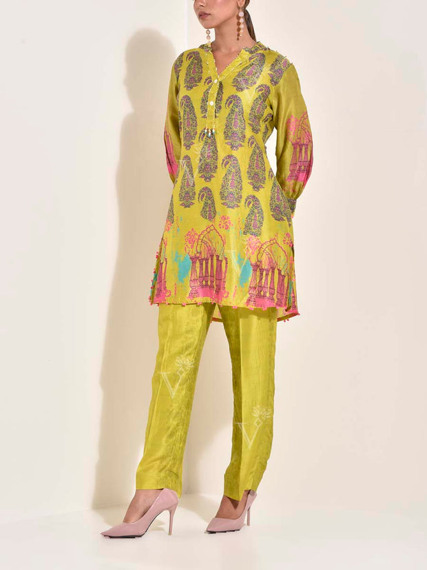 Lime Green Vasansi Silk Co-ord Set