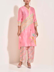 Pink Vasansi Silk Leheriya Co-ord Set