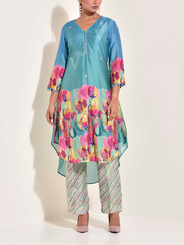 Blue ,  Vasansi Silk , Co-ord Set , monsoon24, leheriya , leheriya co-ord set