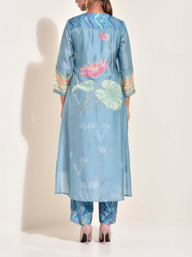 Blue Vasansi Silk Leheriya Co-ord set