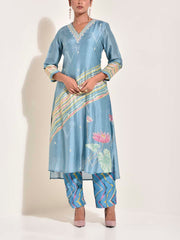 Blue , Vasansi Silk , Leheriya , Co-ord set , leheriya co-ord set , monsoon24