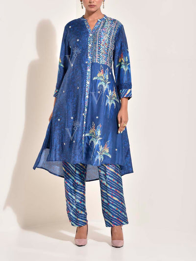 Blue , Vasansi Silk , Leheriya , Co-ord set , leheriya co-ord set , monsoon24