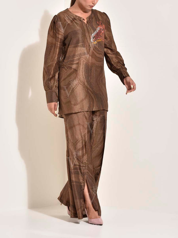 Brown Vasansi Silk Co-ord Set