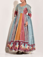 Multi Color Vasansi Silk Printed Anarkali Gown