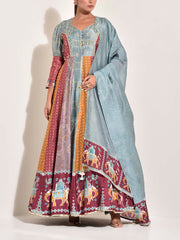 Multi-Color , Vasansi Silk ,  Printed  , Anarkali Gown , Gown