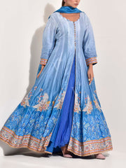 Blue Vasansi Silk Embroidered Anarkali Kurta and Palazzo Set