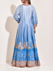 Blue Vasansi Silk Anarkali Kurta and Palazzo Set