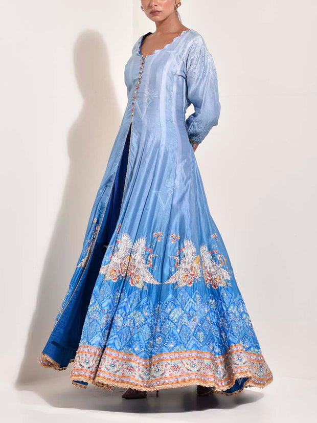 Blue , Vasansi Silk , Anarkali Kurta , Palazzo Set , suit set