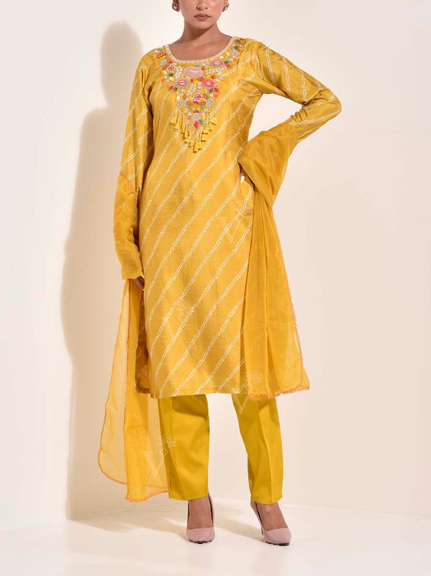 DD00, dropship, _label_Ready to Ship, Yellow , Silk ,  Embroidered ,  Suit Set , Suit