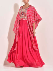 Pink Modal Silk Embroidered Gown