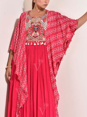 Pink Modal Silk Embroidered Gown