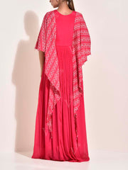 Pink Modal Silk Embroidered Gown