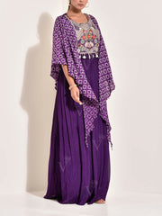 Violet Modal Silk Embroidered Gown