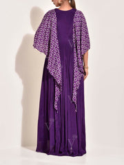 Violet Modal Silk Embroidered Gown