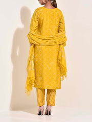 Yellow Modal Silk Embroidered Suit Set