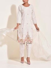 Light Grey Embroidered Suit Set