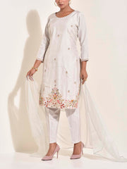 Light Grey Embroidered Suit Set