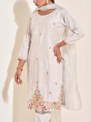 Light Grey Embroidered Suit Set