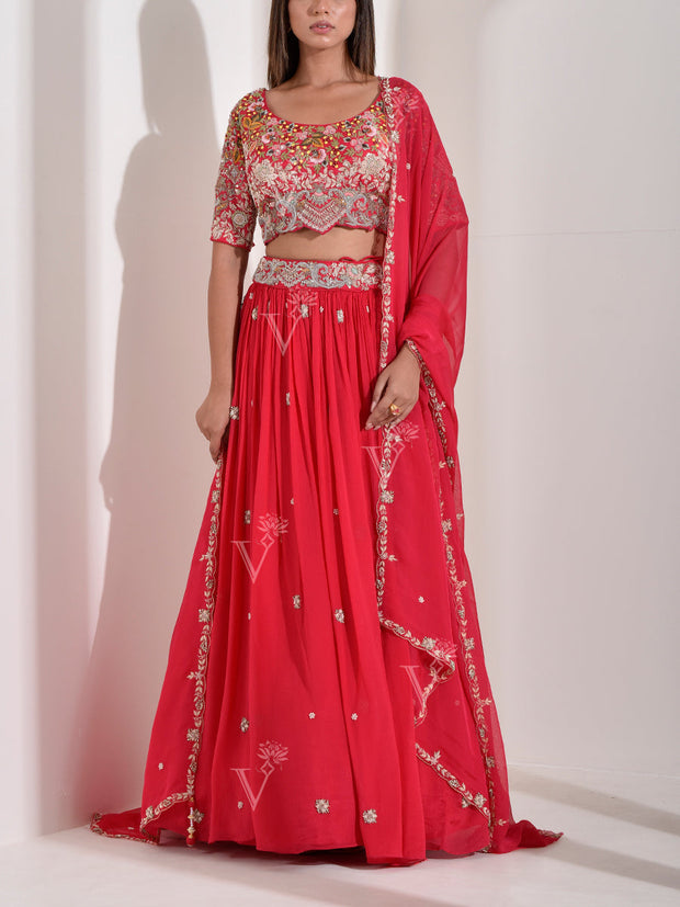 Rani Pink Embroidered Lehenga Set