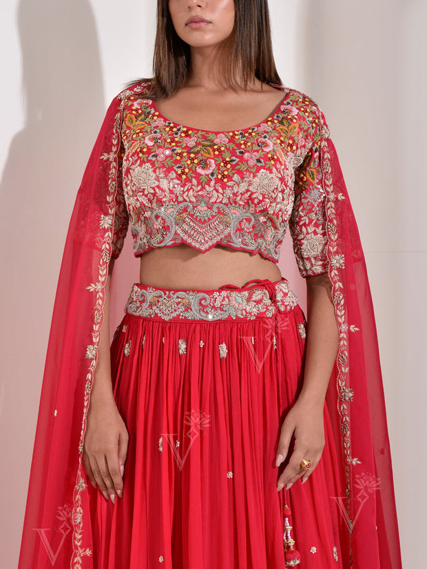 Rani Pink Embroidered Lehenga Set