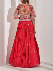 Rani Pink Embroidered Lehenga Set