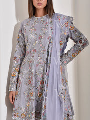 Grey Embroidered Kurta and Sharara Set