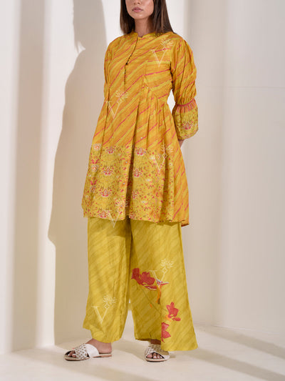 Yellow Leheriya Printed Co-ord Set