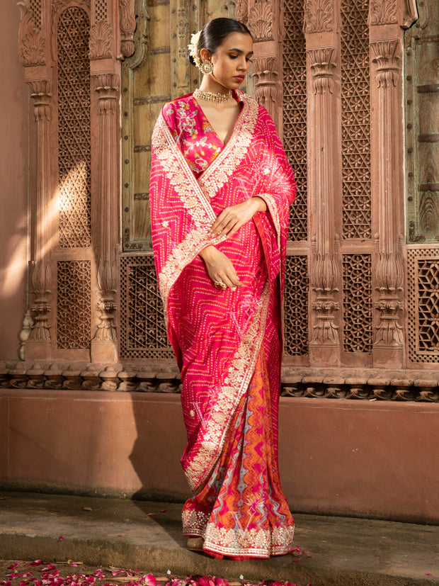 Rani Vasansi Silk Printed Bhandej Saree