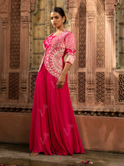 Pink Dola Silk Jacket and Palazzo Set