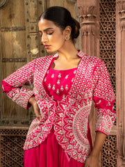 Pink Dola Silk Jacket and Palazzo Set