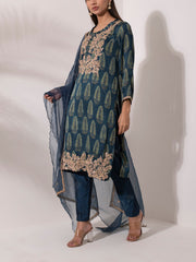 Blue Satin Salwar Suit