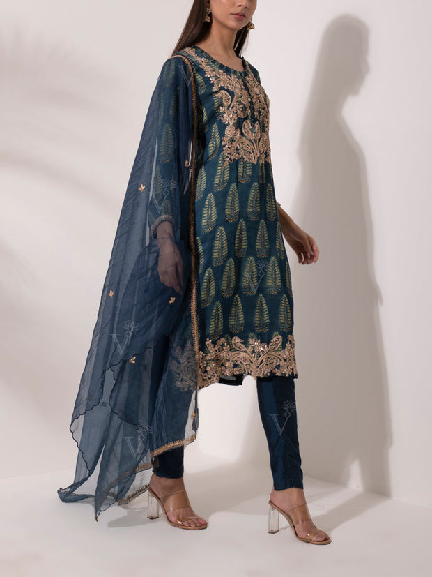 Blue Satin Salwar Suit