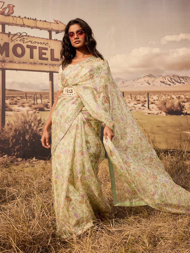 Cream Gota Patti Saree