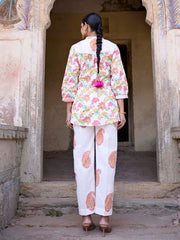 Floral White Cotton Printed Co Ord Set