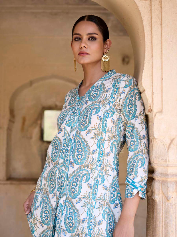 Blue Printed Cotton Co Ord Set