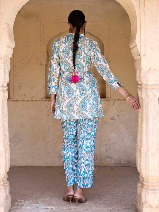 Blue Printed Cotton Co Ord Set
