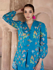 Blue Cotton Printed Co Ord Set