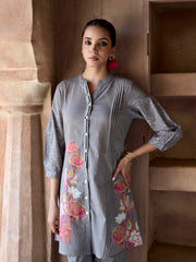Fuscous Grey Cotton Printed Co Ord Set