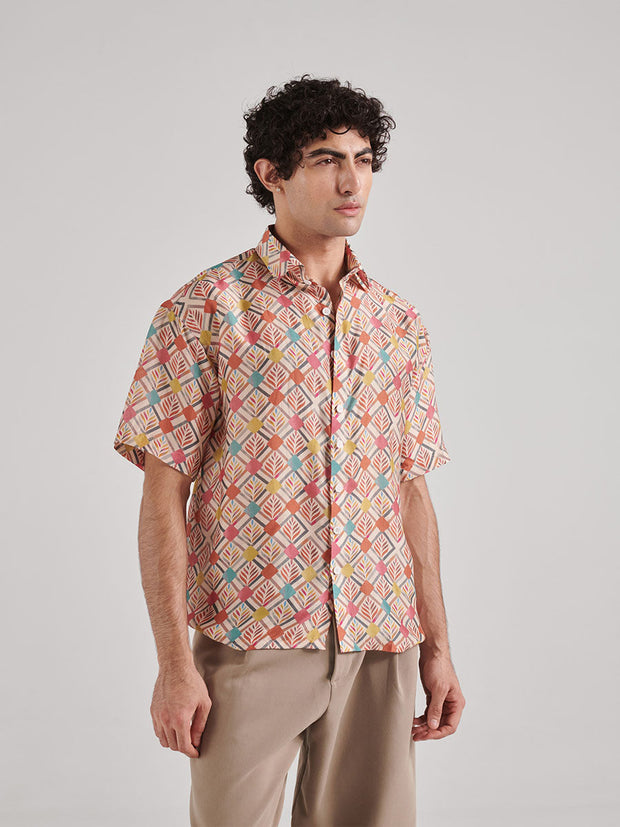 Lozenge Multicolor Drop Shoulder Shirt