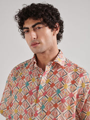 Lozenge Multicolor Drop Shoulder Shirt