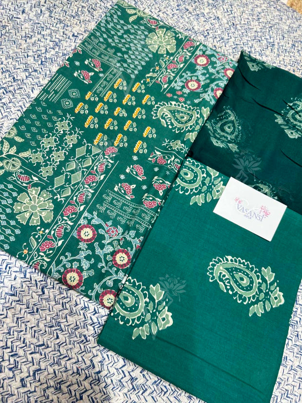 Green 100% Cotton Dress Material