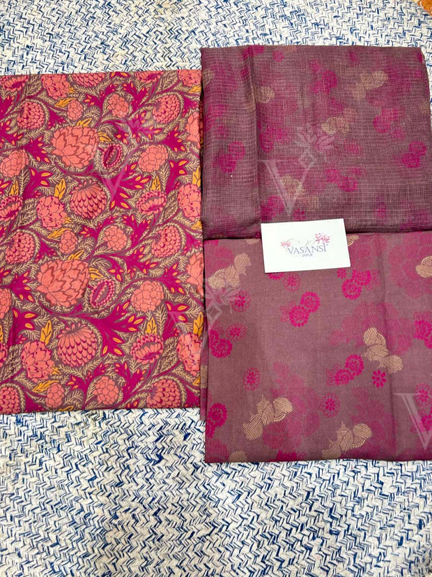 Pink 100% Cotton Dress Material