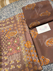 Dark Brown 100% Cotton Dress Material