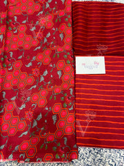 Red 100% Cotton Dress Material