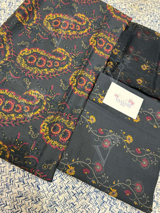 Grey 100% Cotton Dress Material