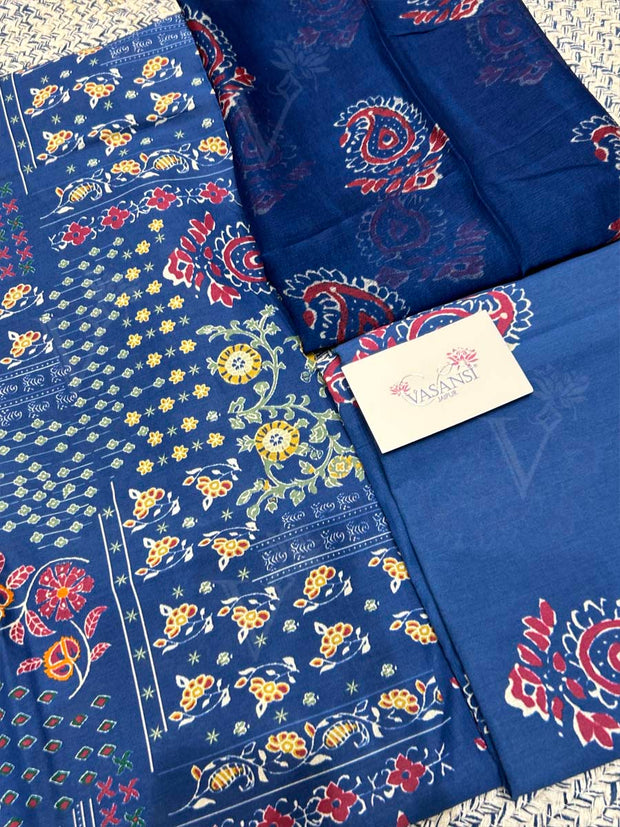 Blue 100% Cotton Dress Material