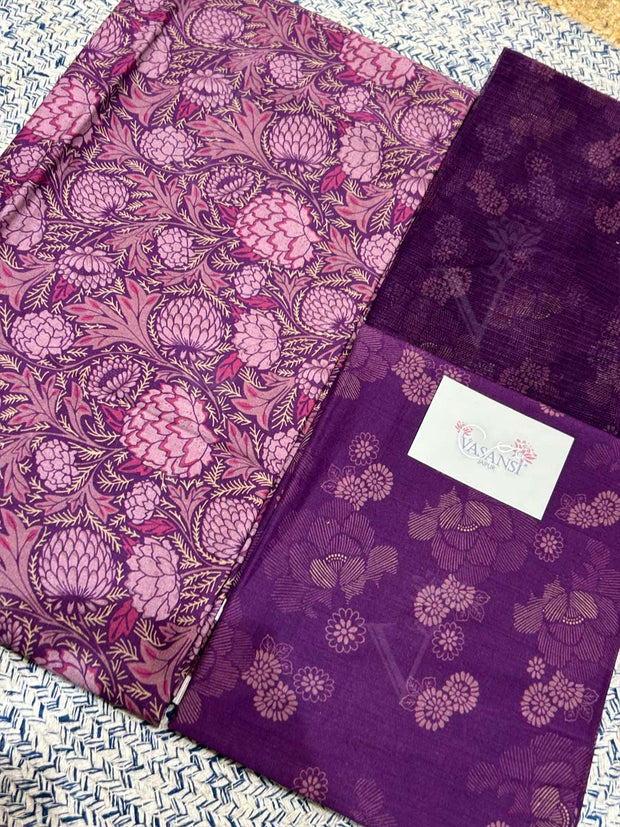 Purple 100% Cotton Dress Material