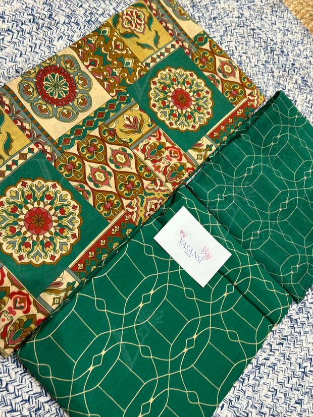 Green 100% Cotton Dress Material